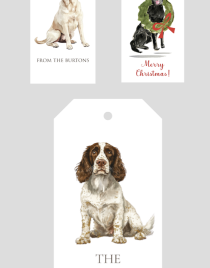 gift tags with family name and family dog