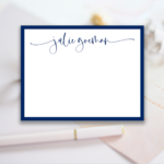 modern script note card with border