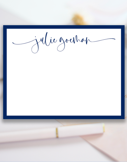modern script note card with border