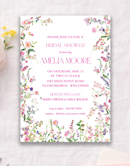 garden party invitation with wildflowers