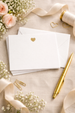 pretty gold heart note cards
