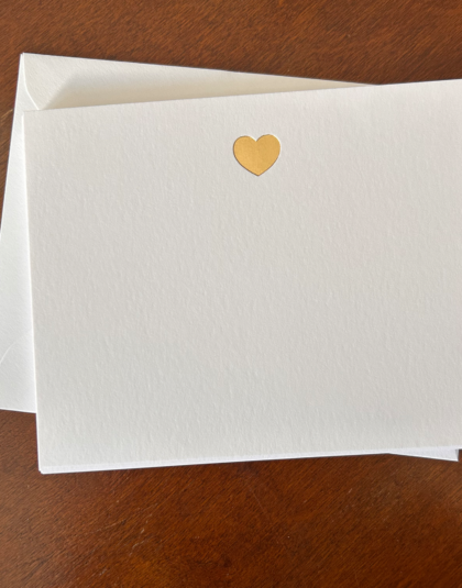 foil note card set with gold heart