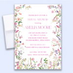 Floral Bridal Shower Invitation, Pink Wildflower Garden Design - Image 6
