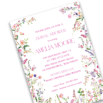 pink flower invitation for a bridal shower