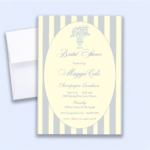 Printed blue striped bridal shower invitation with envelope