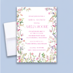 spring floral invitation with pink flowers