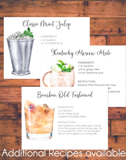 Kentucky Derby Cocktail Recipe Cards