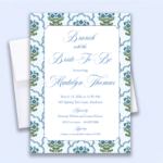 blue block print party invitation