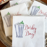 Kentucky derby party cocktail napkins with a mint julep