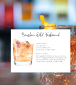 bourbon old fashioned recipe card printed on card stock