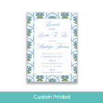 Blue Floral Block Print Bridal Shower Invitation - Image 3