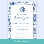 Blue Chinoiserie Bridal Shower Invitation with Initials - Image 6