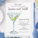 customized engagement cocktail party invitations printed and shipped