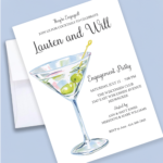 martini glass invitation for an engagement party