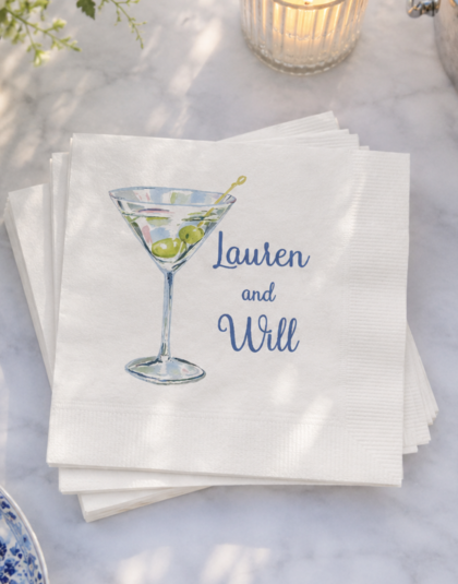 martini cocktail napkins for engagement party