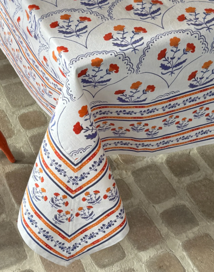Red white and blue french inspired cloth tablecloth