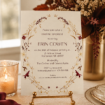 Fall Wildflowers Bridal Shower Invitation with watercolor autumn florals