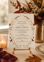 Fall Wildflowers Bridal Shower Invitation with watercolor autumn florals