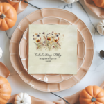 Fall Floral cocktail napkins displayed on a bridal shower table