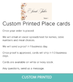 Custom printed Fall Floral place cards with personalization information