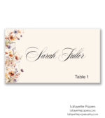 Personalized Fall Floral place card with watercolor floral border