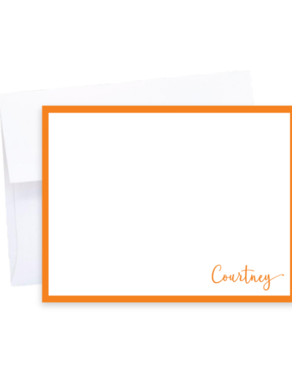 orange border personalized note cards