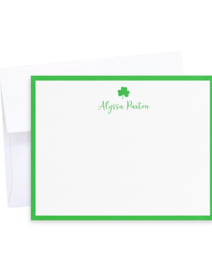 green shamrock personalized note cards