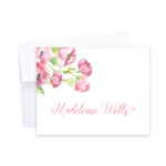 pink peony personalized note cards