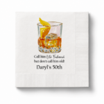 Custom Old Fashioned cocktail napkins personalized for a special celebration