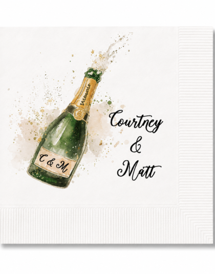 Personalized Champagne Bottle Cocktail Napkins