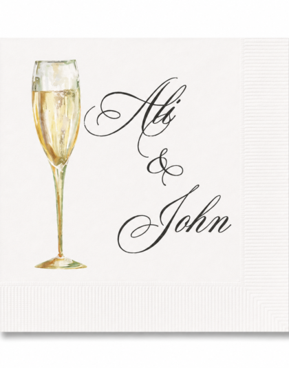Personalized Champagne Glass Cocktail Napkins