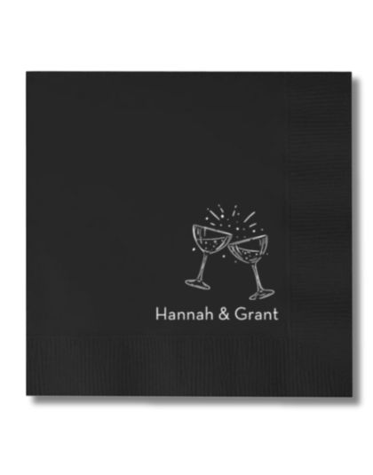 toasting champagne glass personalized napkins